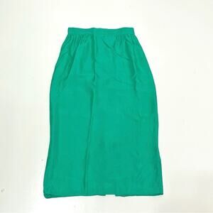 Vintage Emerald Green Silk Column Midi Skirt 6